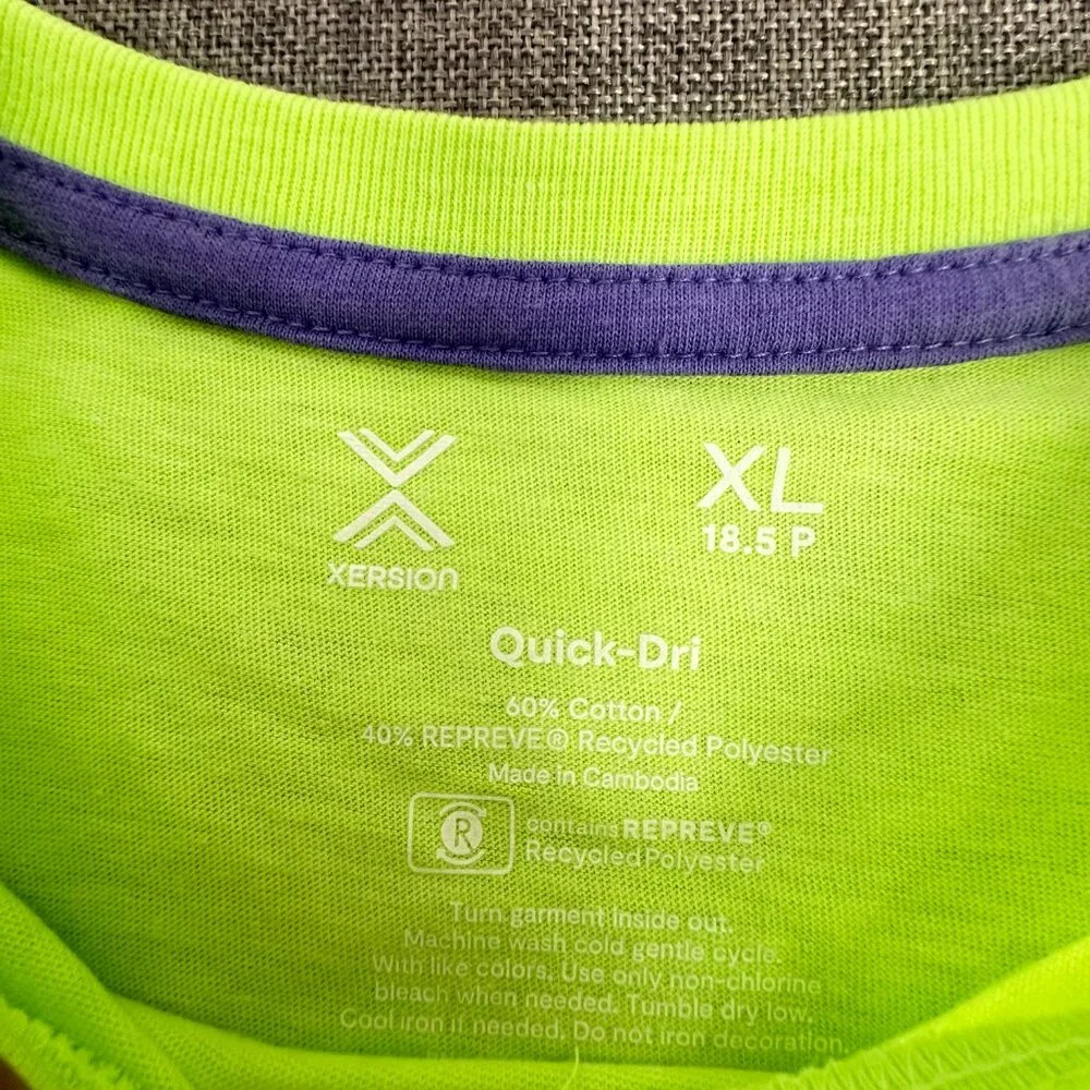 NEW! Xersion Little & Big GirlsT-Shirt Summer Lime XL 18.5 Cotton Blend Round Ne
